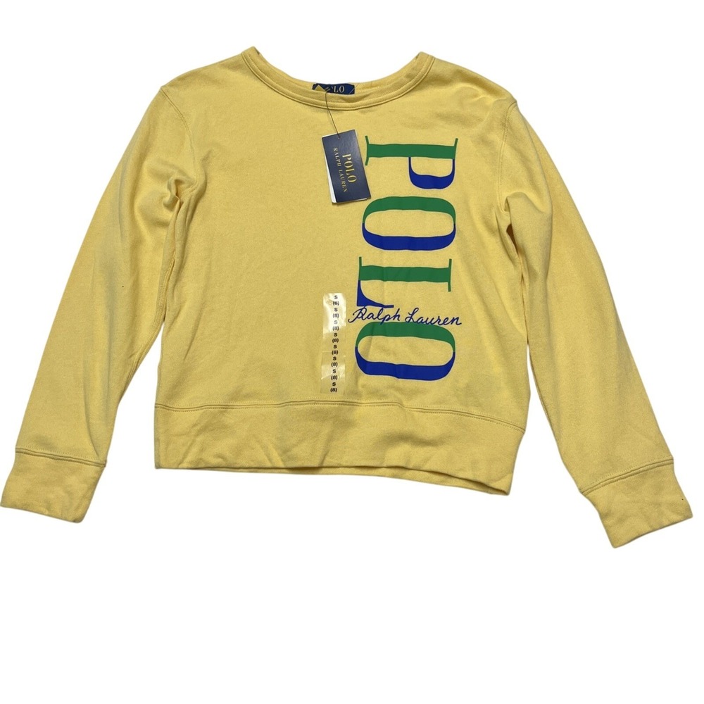 Polo Ralph Lauren Sweatshirt Yellow Crew Neck Logo Preppy Boys S Preppy School
